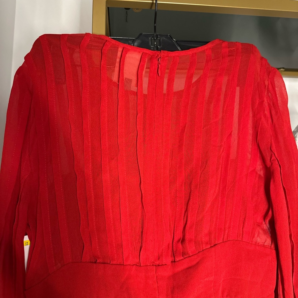 FARM Rio Red Sheer Ruffle Long-Sleeve Blouse - Picture 9 of 9